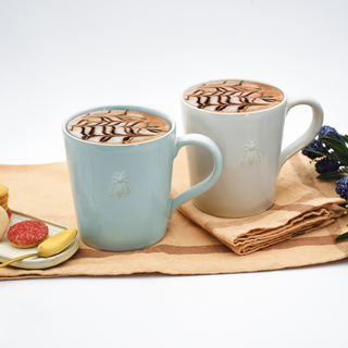 Bee Ceramic Coffee Mug: Ecru