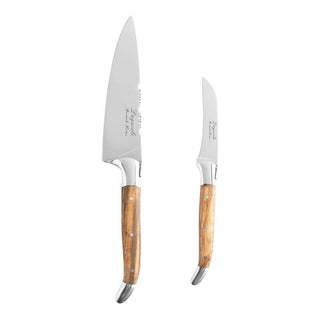 Laguiole 2-Piece Vegetable Knife Set with Olive Wood Handles