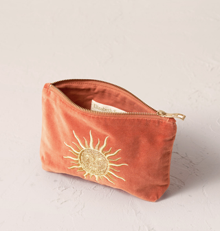 Sun Goddess Velvet Mini Pouch: Rust