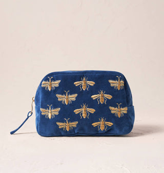Honey Bee Cosmetics Bag: Velvet, Charcoal