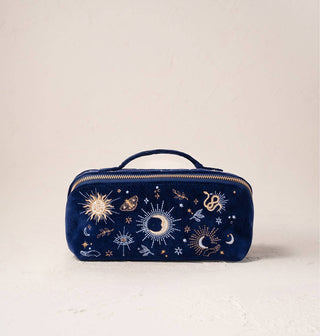 Boho Mysticism Open Flat Makeup Bag: Navy