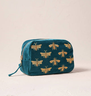 Honey Bee Cosmetics Bag: Velvet, Charcoal