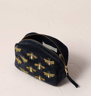 Honey Bee Cosmetics Bag: Velvet, Charcoal