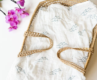 Organic Wave Baby Swaddle | Coastal Nursery Decor