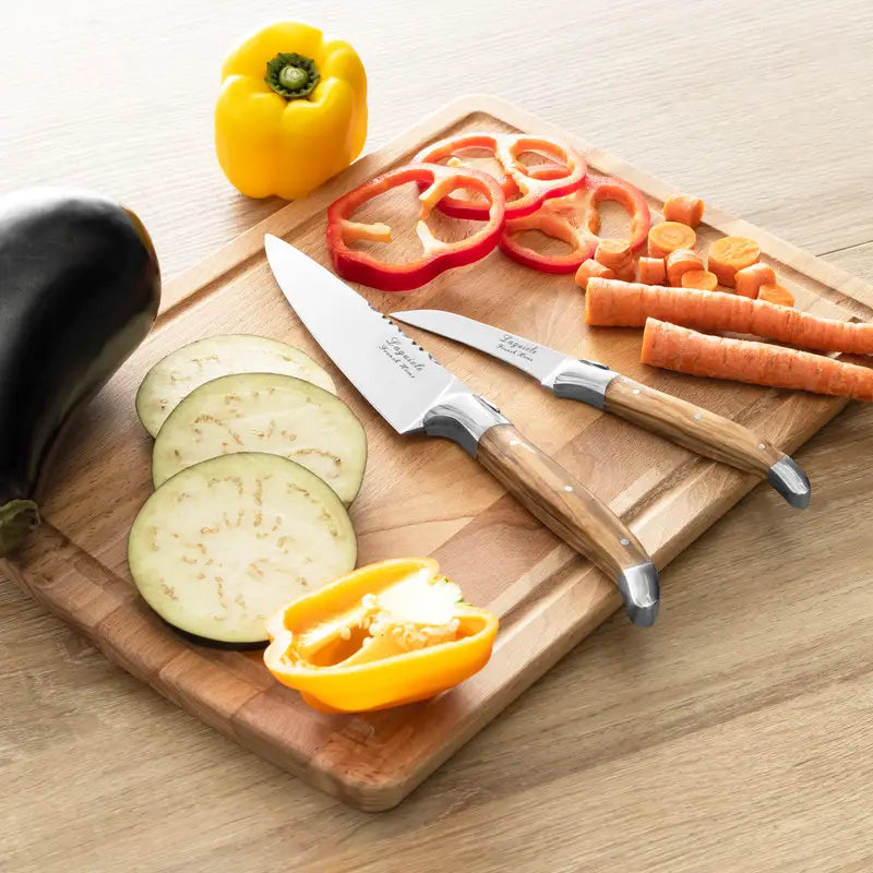 2-Piece Laguiole Vegetable Knife Set with Olive Wood Handles