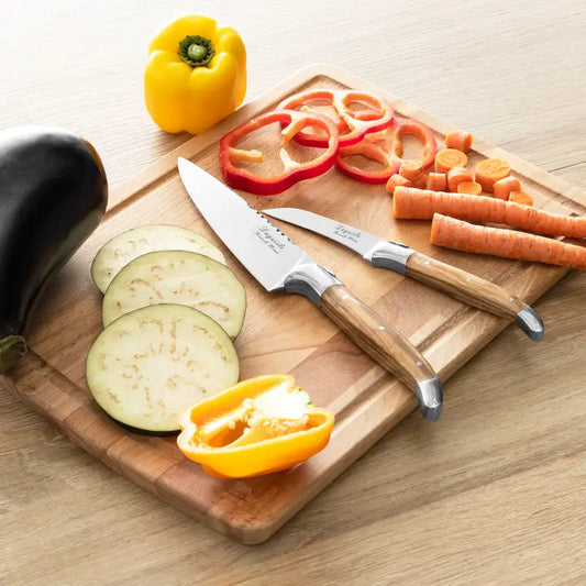 2-Piece Laguiole Vegetable Knife Set with Olive Wood Handles