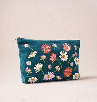 Wildflower Velvet Everyday Pouch: Rich Blue