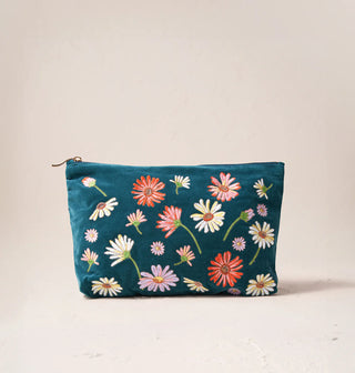 Wildflower Velvet Everyday Pouch: Rich Blue